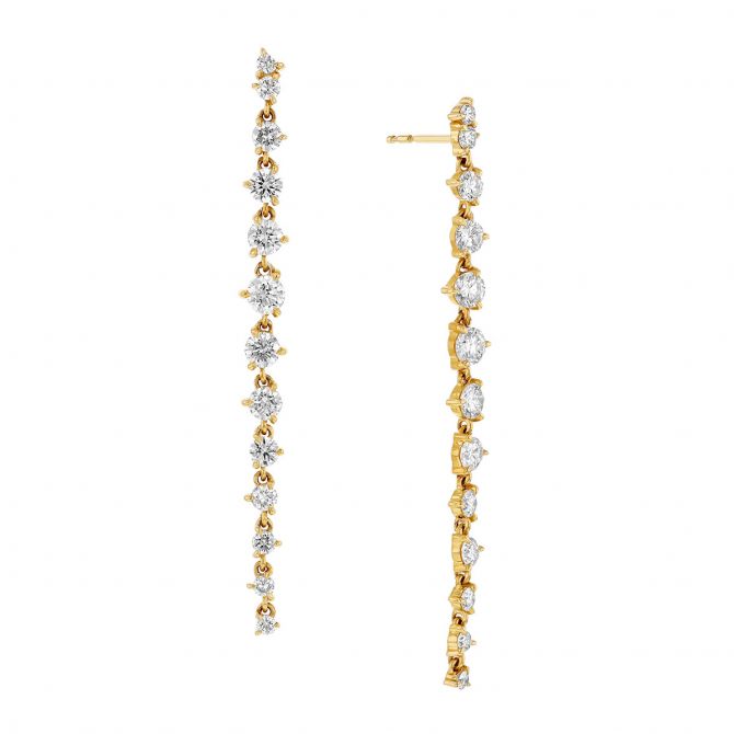 Phillips House Enchanted Graduated Diamond Drop Earrings in Yellow Gold